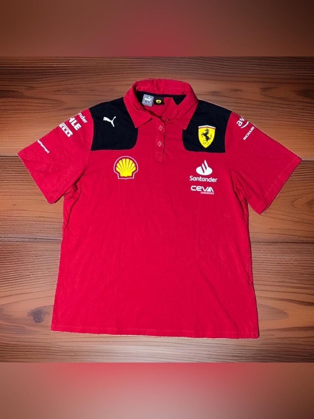 Puma x Ferrari F1 2023 Team Polo Shirt Women Size XL Red Black Motorsport